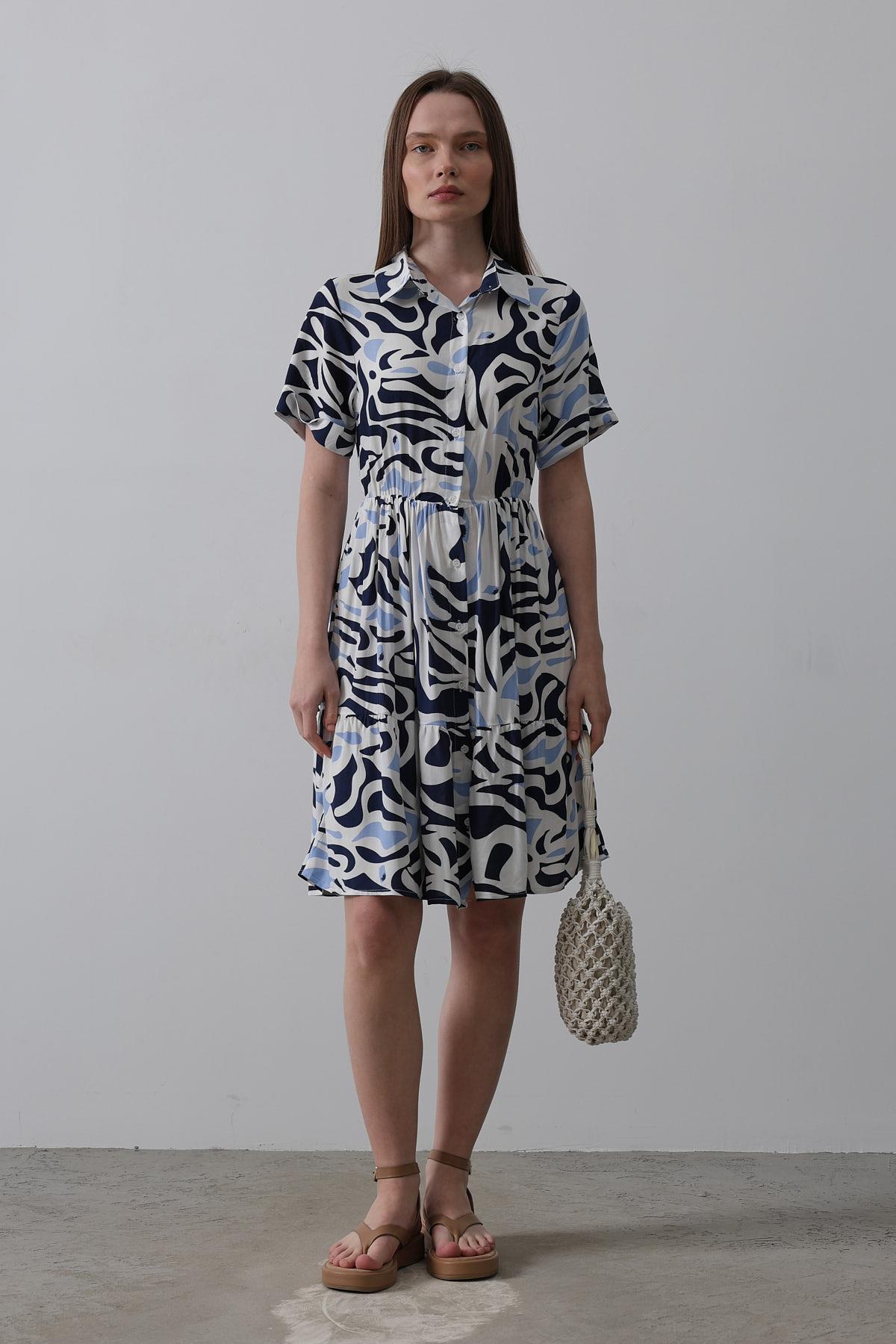Rey Printed Dress — Multicolor Abstract