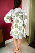 Floral Patchwork Ruffle 3/4 Sleeve Mini Dress