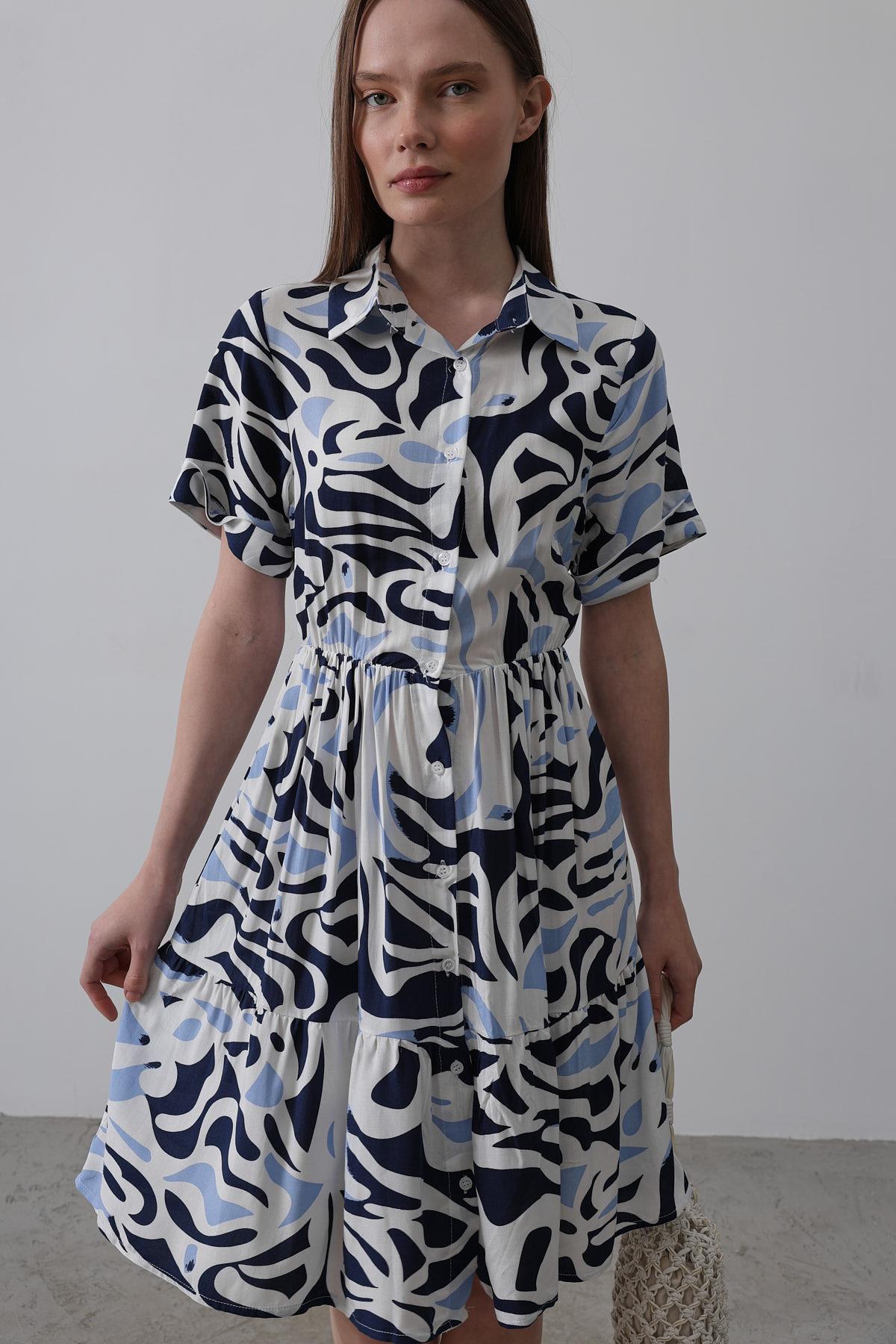 Rey Printed Dress — Multicolor Abstract