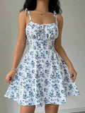 Women's Summer Floral Spaghetti Strap Beach Short Dress