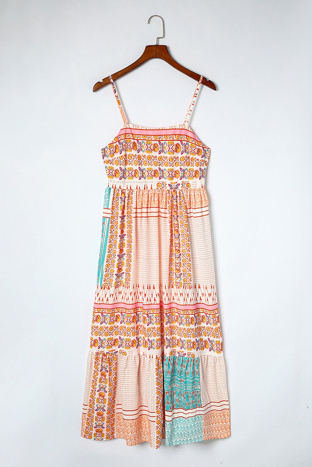 Boho Floral Patchwork Square Neck Sundress