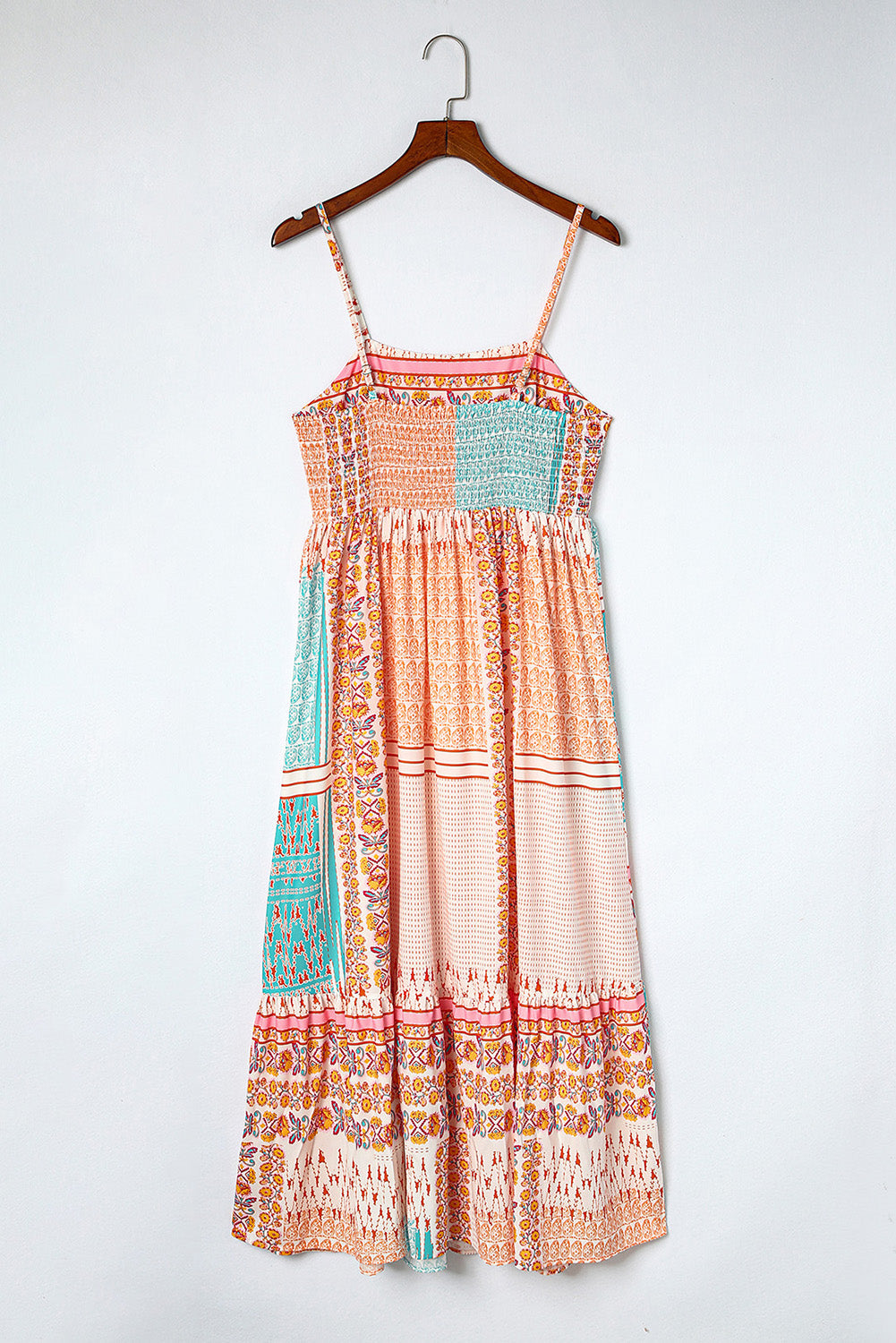 Boho Floral Patchwork Square Neck Sundress