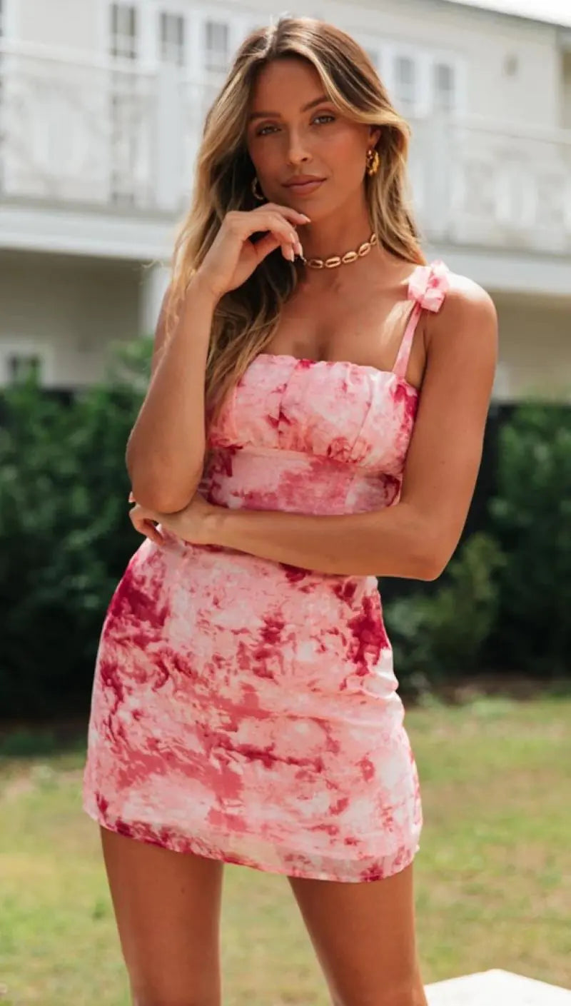 Sleeveless Printed Mini Summer Dress